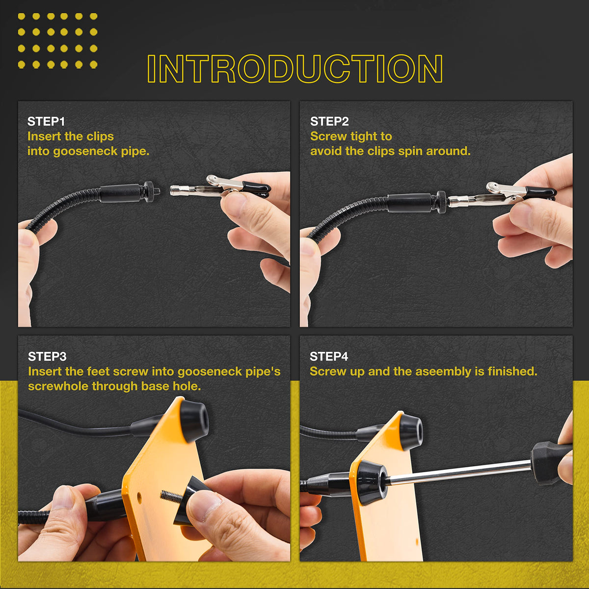 KOTTO Helping Hands arm 3 rotates 360 degrees for versatile angles.