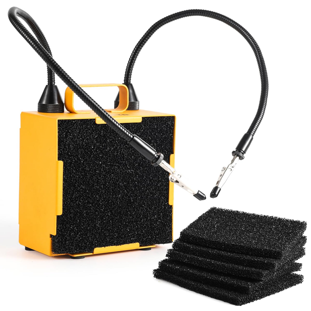 KOTTO solder fume extractor with magnetic hands safely captures fumes during soldering