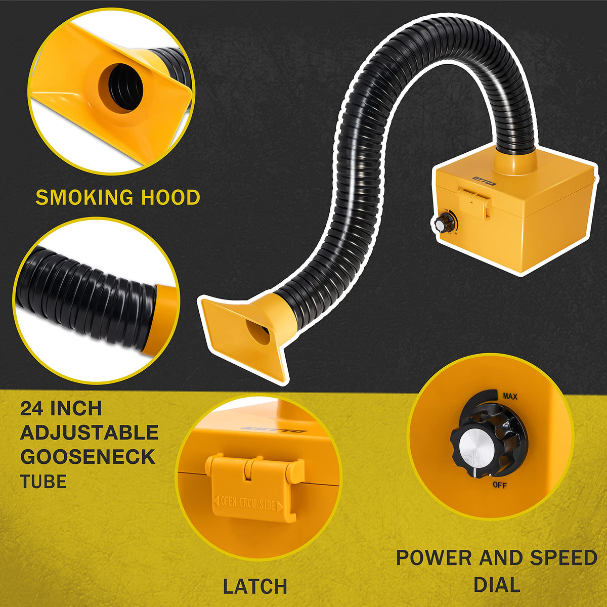 KOTTO absorber with hose attachment directing airflow away from the work area