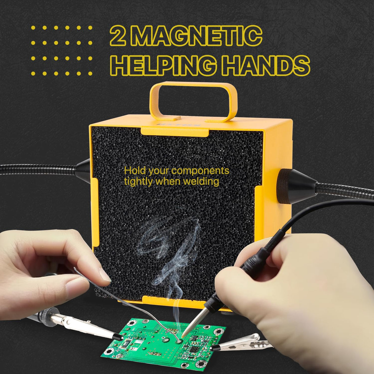 KOTTO two magnetic arms hold components for precise work