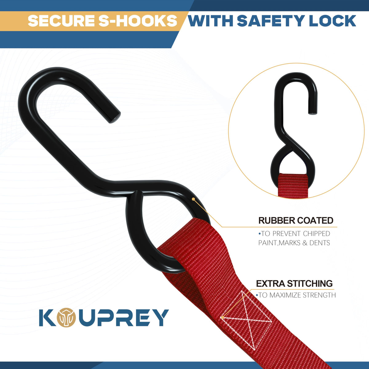 KOUPREY boat strap secured on trailer for kayak transport