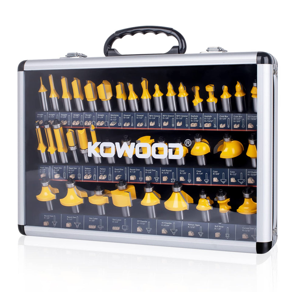 KOWOOD router bits set 40pcs case offers precise trimming and clean edges.
