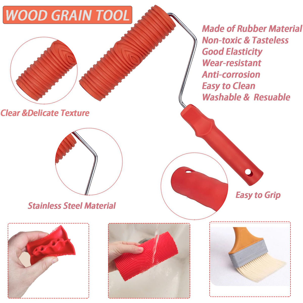 Kowpruit 4-inch wood graining rocker adds quick, realistic grain on surfaces