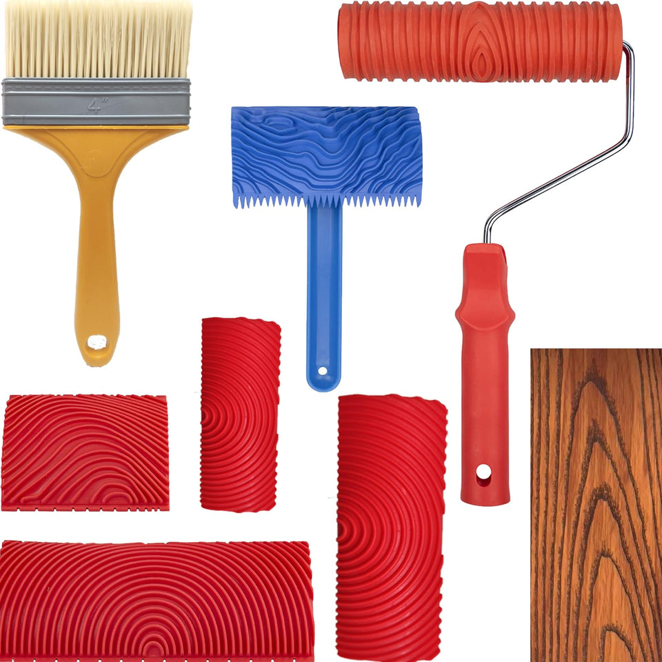Kowpruit wood-pattern painting roller creates authentic wall grain texture