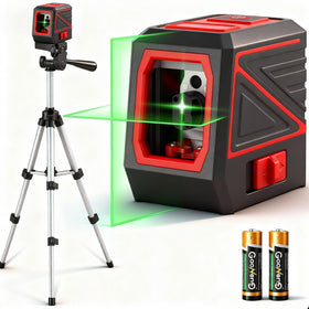 KOXOBET laser level displaying a 100ft green cross line for accurate indoor alignment