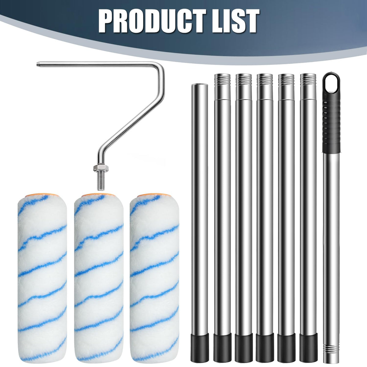 Koyata roller set includes three rollers for versatile finishes.