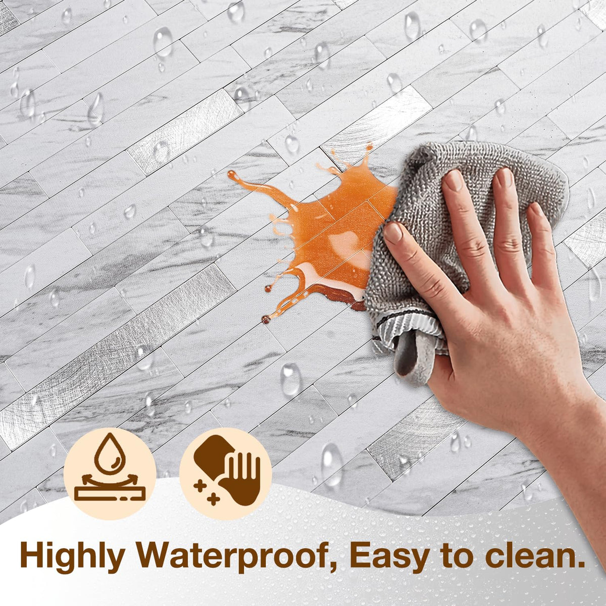 Koynsle waterproof backsplash stays wipe-clean after splashes.