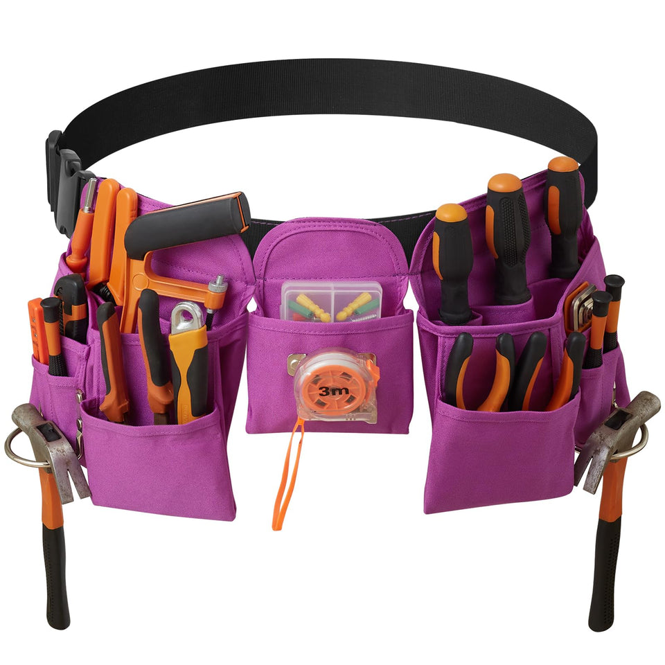 KOYYTO 19-pocket tool belt front view shows organized tool access on site.