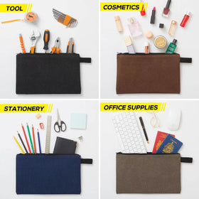 KOYYTO light blue canvas tool pouch, compact organizer for cosmetics and stationery.