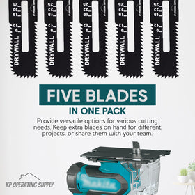 Capable of cutting drywall up to 1-3/16 inches with KP blade.
