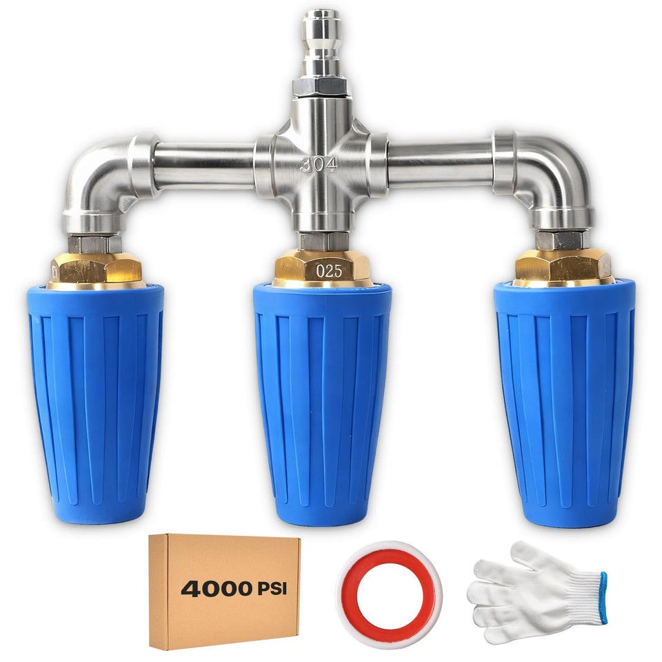 KPAPD triple turbo nozzle with 360° rotation boosts cleaning coverage.