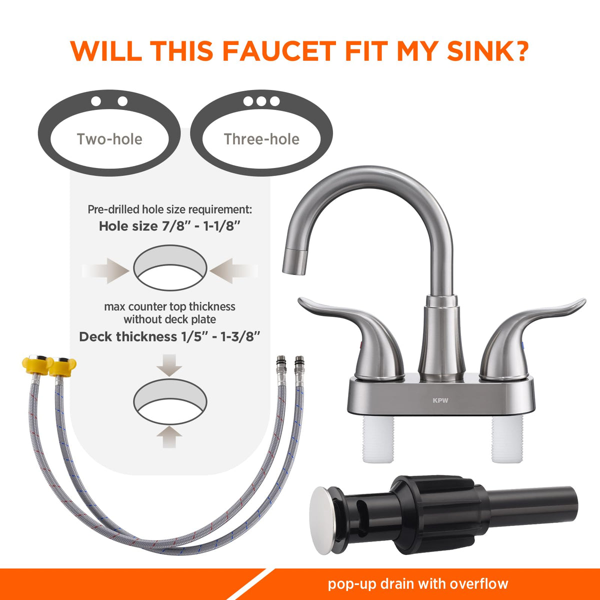 KPW two-handle lever design easy hot and cold water control