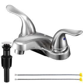 KPWATER bathroom faucet dual-lever close-up for precise temperature control and smooth flow.