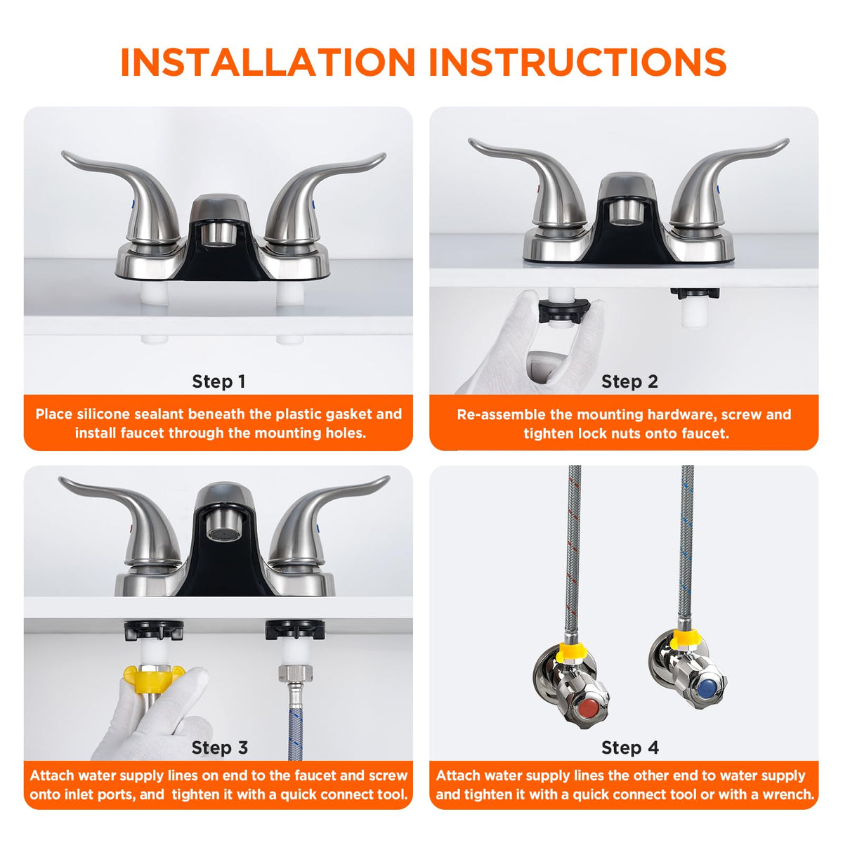 KPWATER faucet features plastic plating over durable components for long-lasting use.