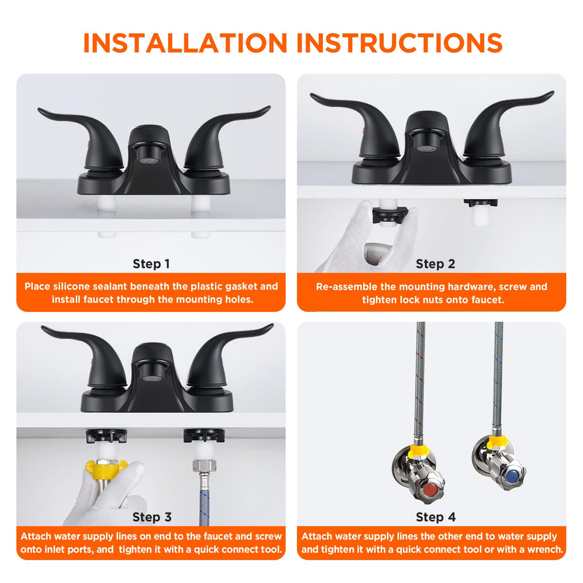KPWATER 4-inch centerset installation demonstrated for DIY setup.