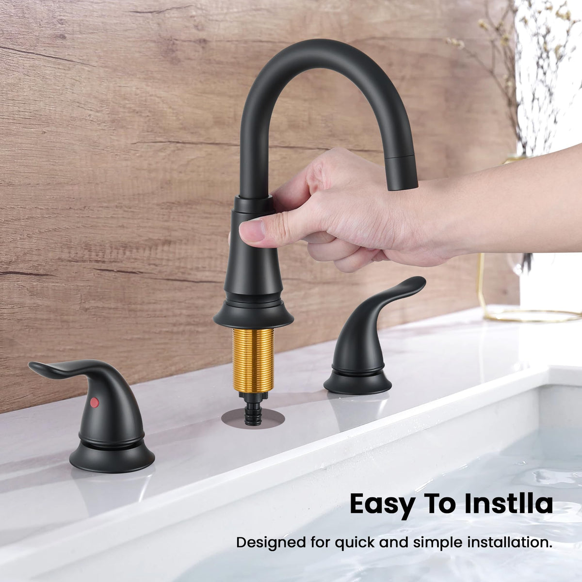 KPWater 3-hole compatibility fits standard sinks for versatile bathroom setups.