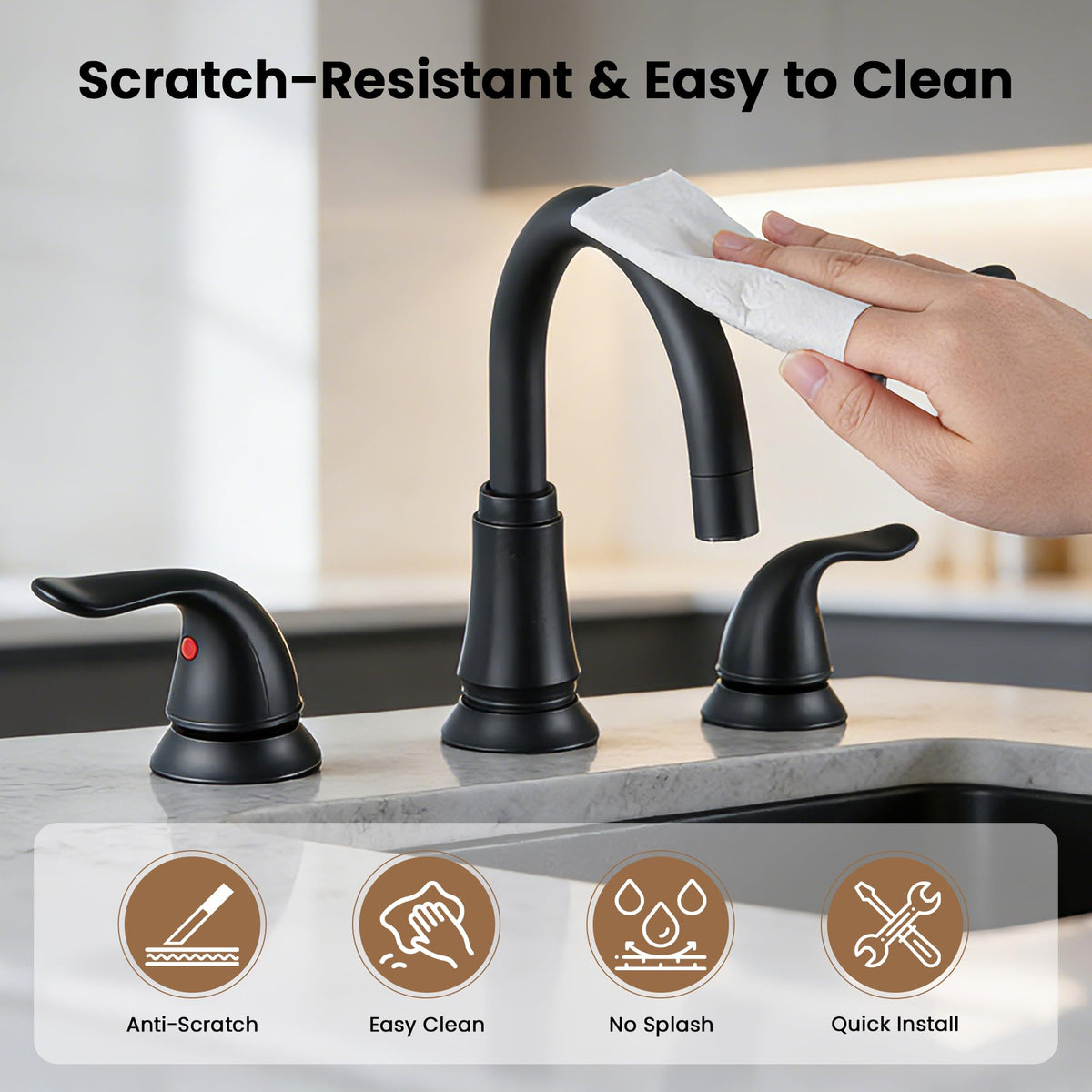KPWater 360-degree swivel spout enables flexible reach for daily tasks at the sink.