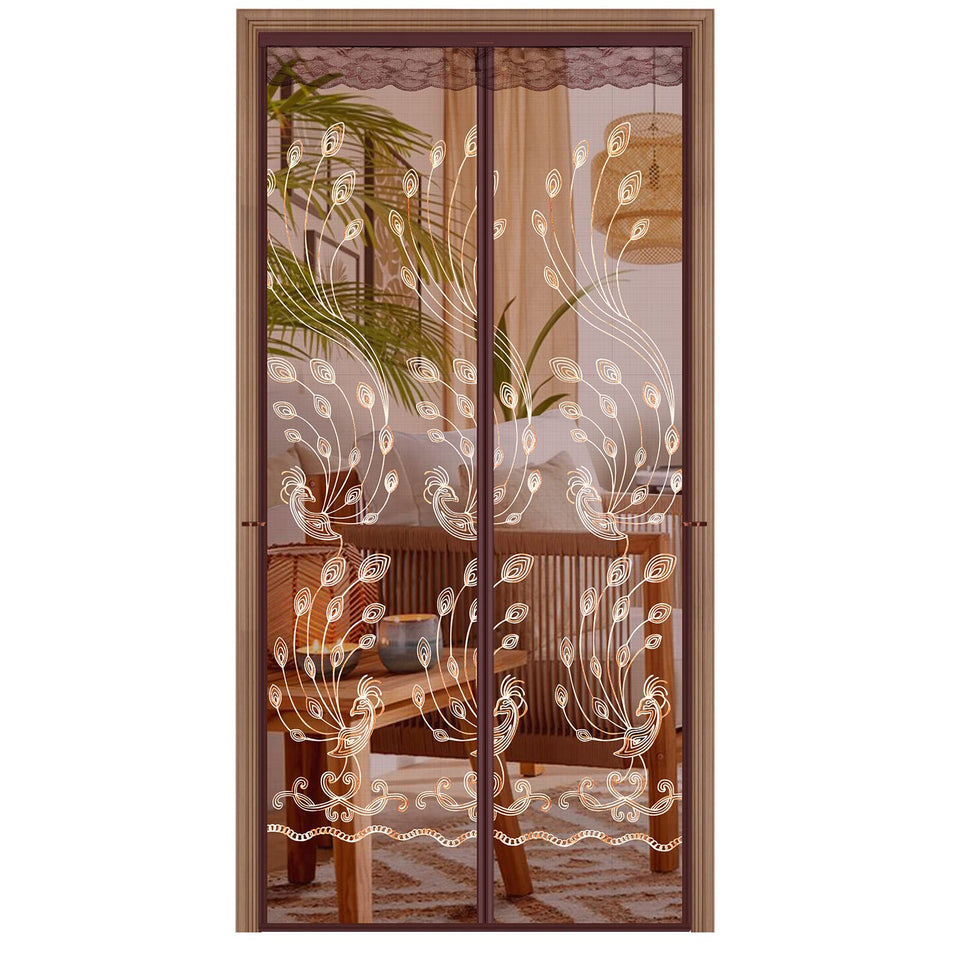 KPX mesh magnetic screen door front view enabling hands-free passage.
