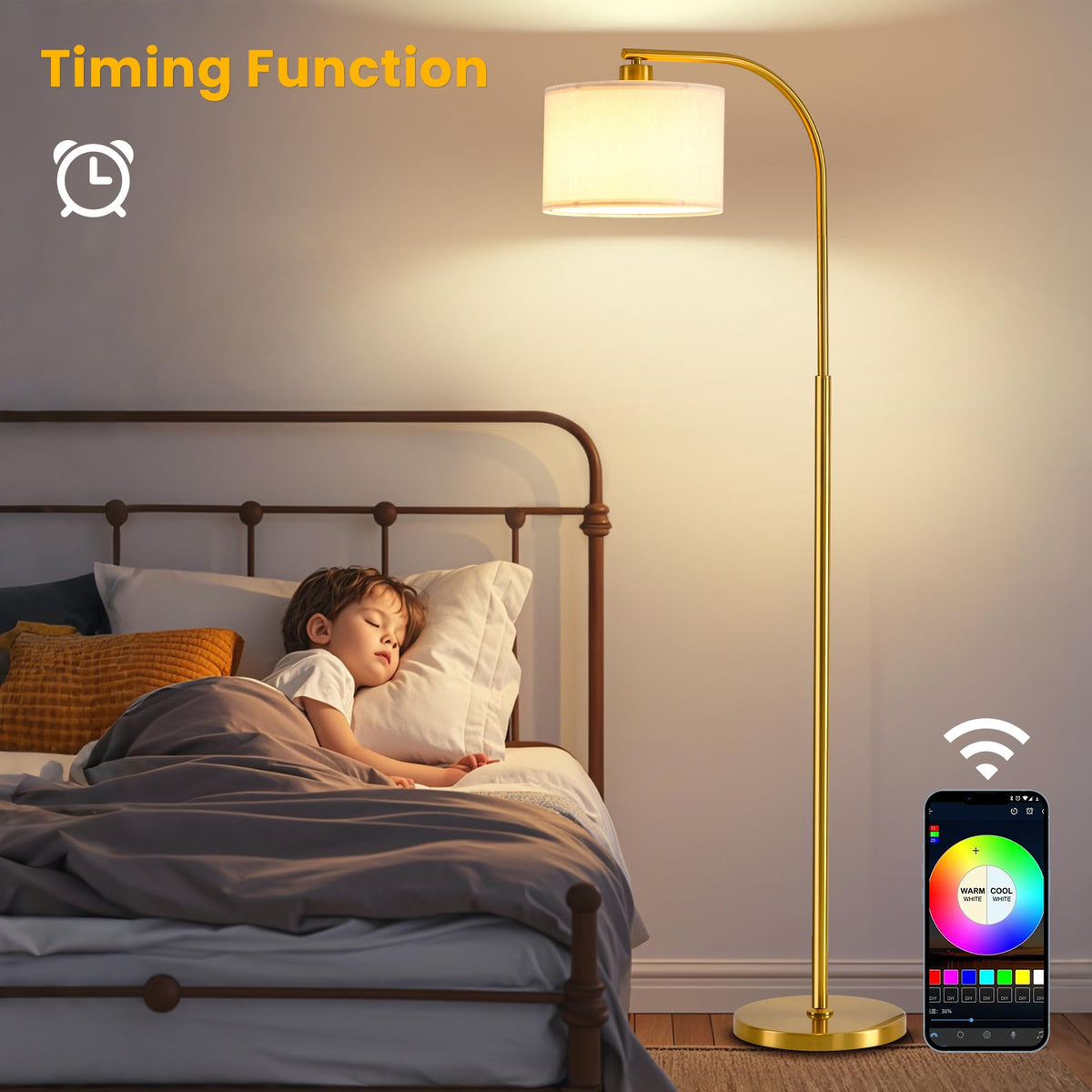 KQW floor lamp tool-free assembly makes setup quick