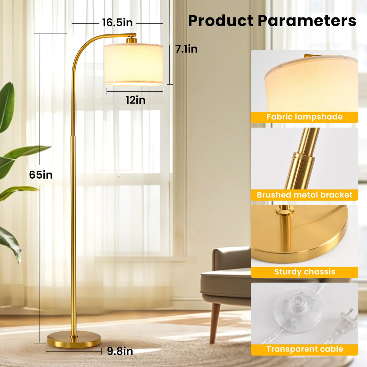 KQW floor lamp stable base keeps lamp steady near kids