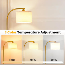 KQW tall floor lamp fabric shade softens light for cozy, eye-friendly ambiance.