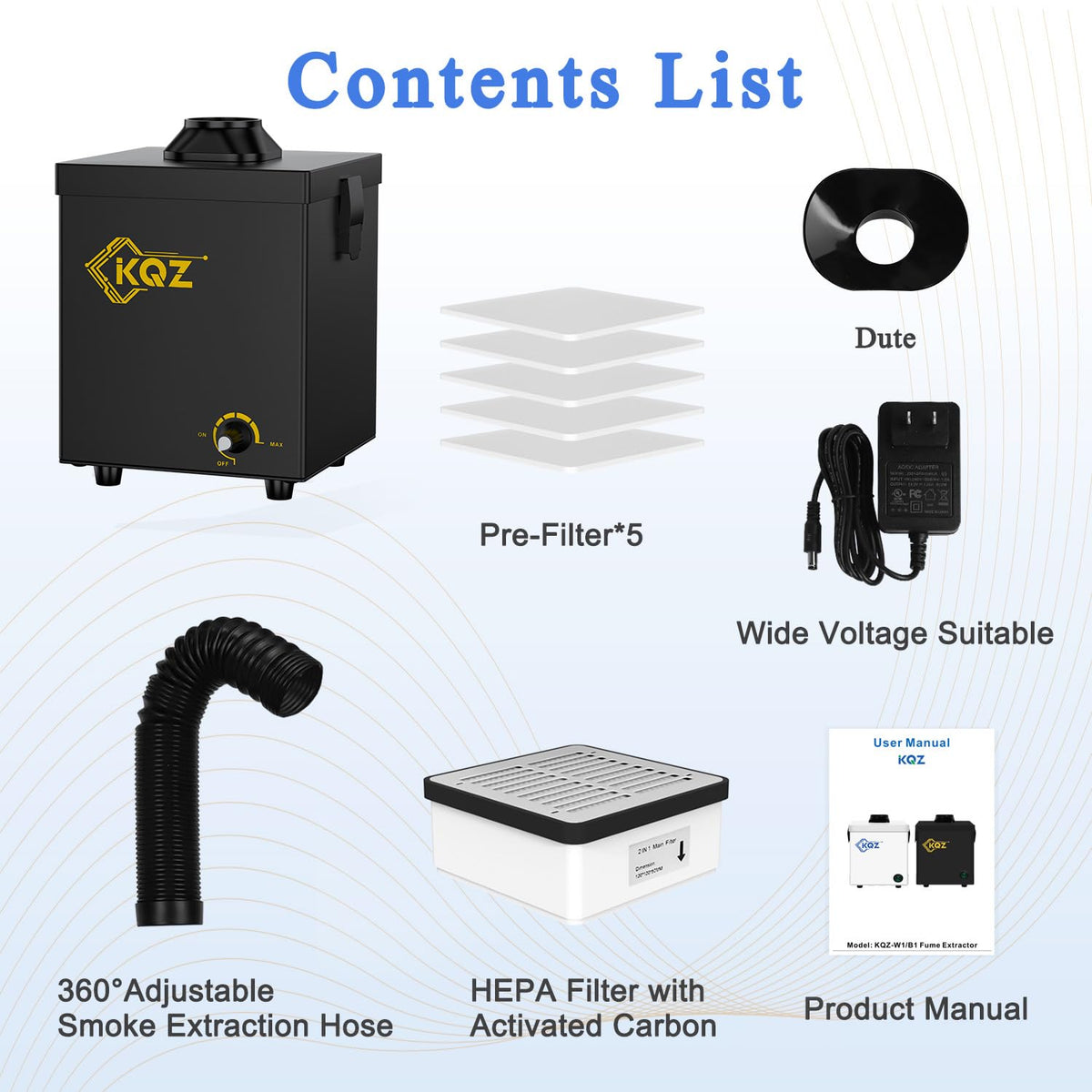 KQZ B1 in use for soldering and 3D printing fumes management