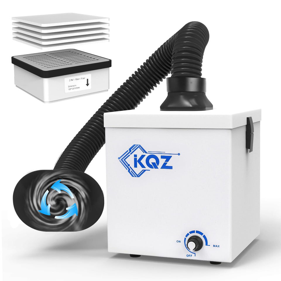 KQZ W1 front view of solder fume extractor for cleaner soldering fumes.