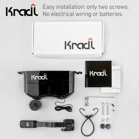 Kradl installation with two screws for quick setup.