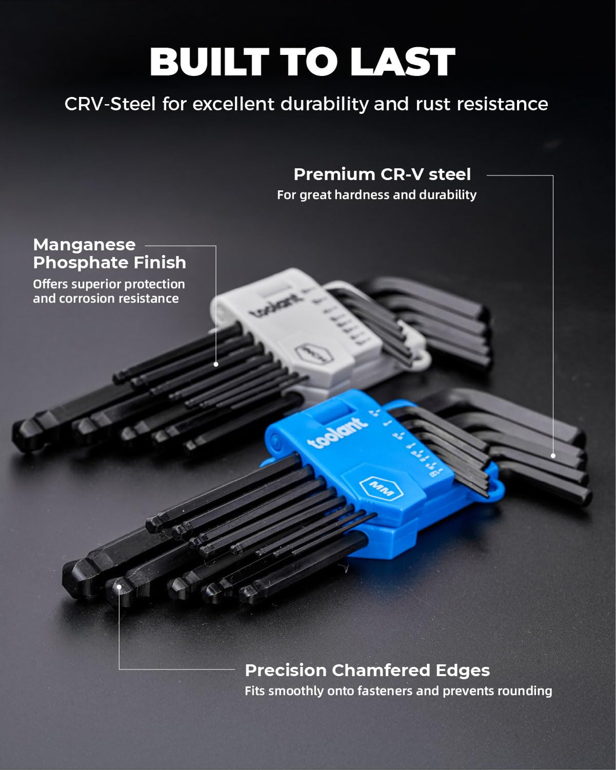 Kraftek CR-V steel hex keys resist twisting for durable performance.