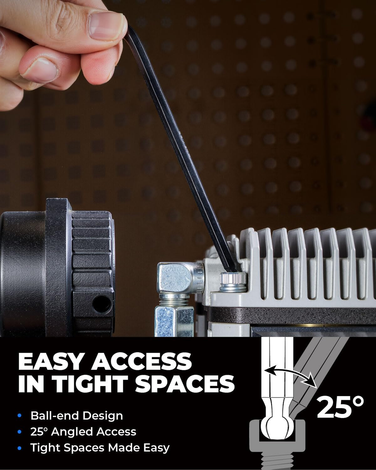 Kraftek long-arm hex keys provide extra leverage for stubborn bolts.