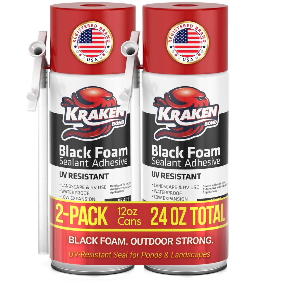 Kraken Bond Black Foam sealing pond edges with a discreet finish.
