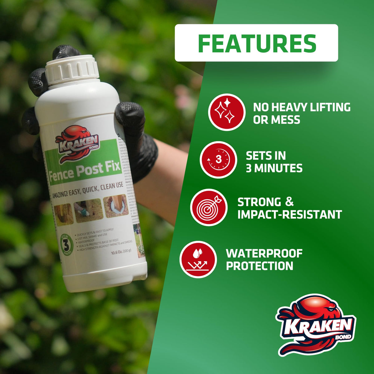 Kraken Bond garden light post foam for reliable weatherproofing