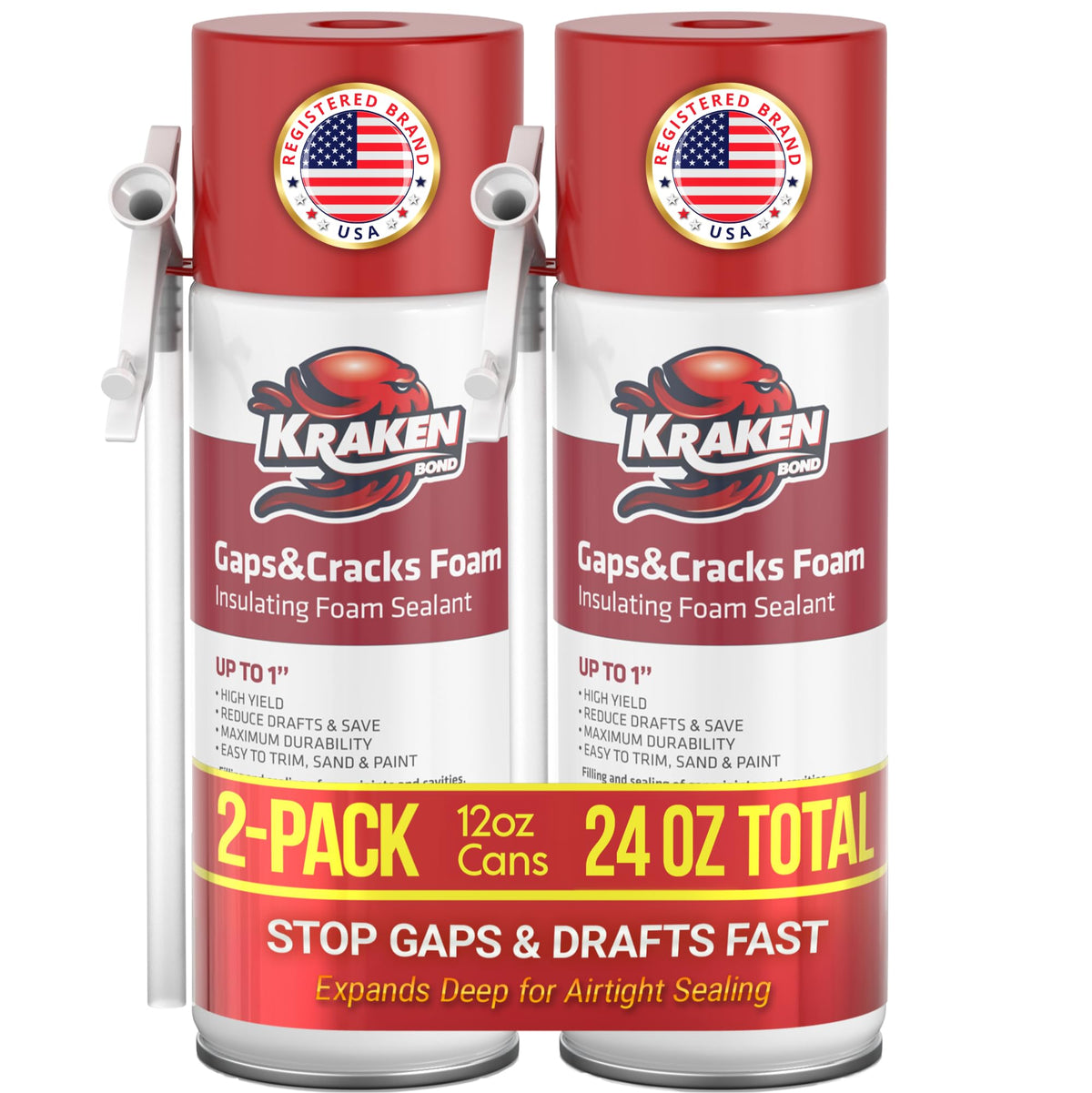 Kraken Bond spray foam can 2x12oz in action for quick insulation and gap filling.