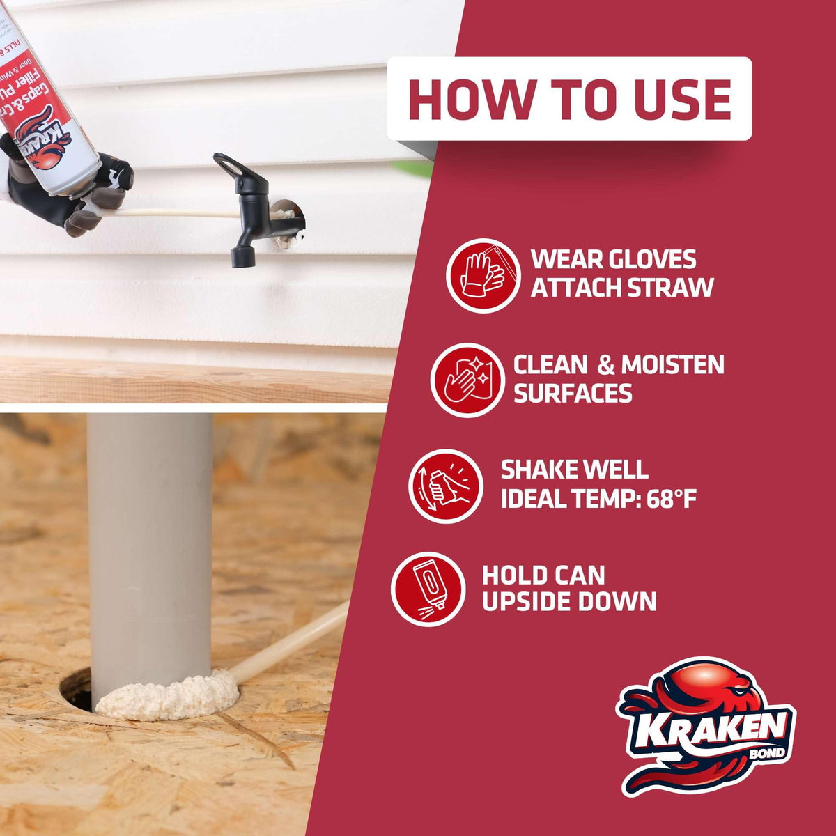 Kraken Bond straw adapter in use for precise, mess-free application.