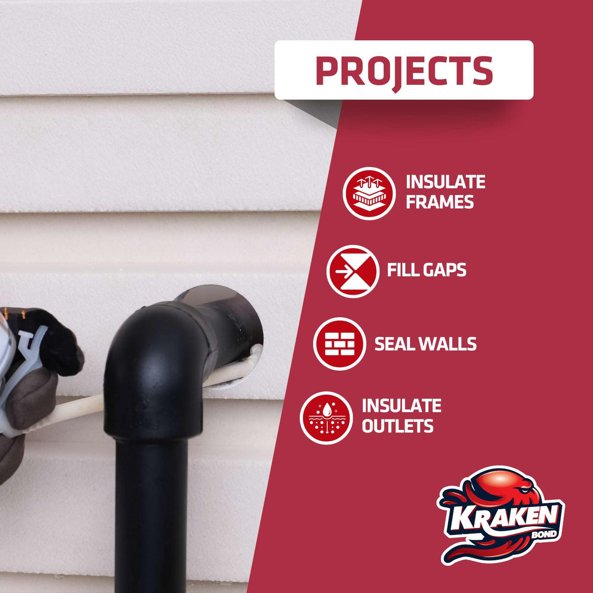 Kraken Bond waterproof sealant delivering high yield gap filling in damp areas.