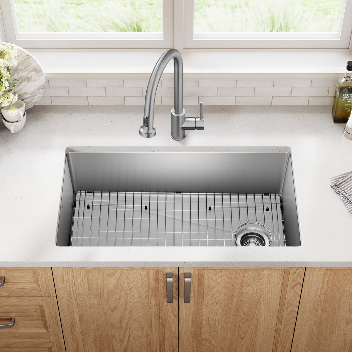 Kraus 18-gauge stainless steel sink demonstrating durable construction