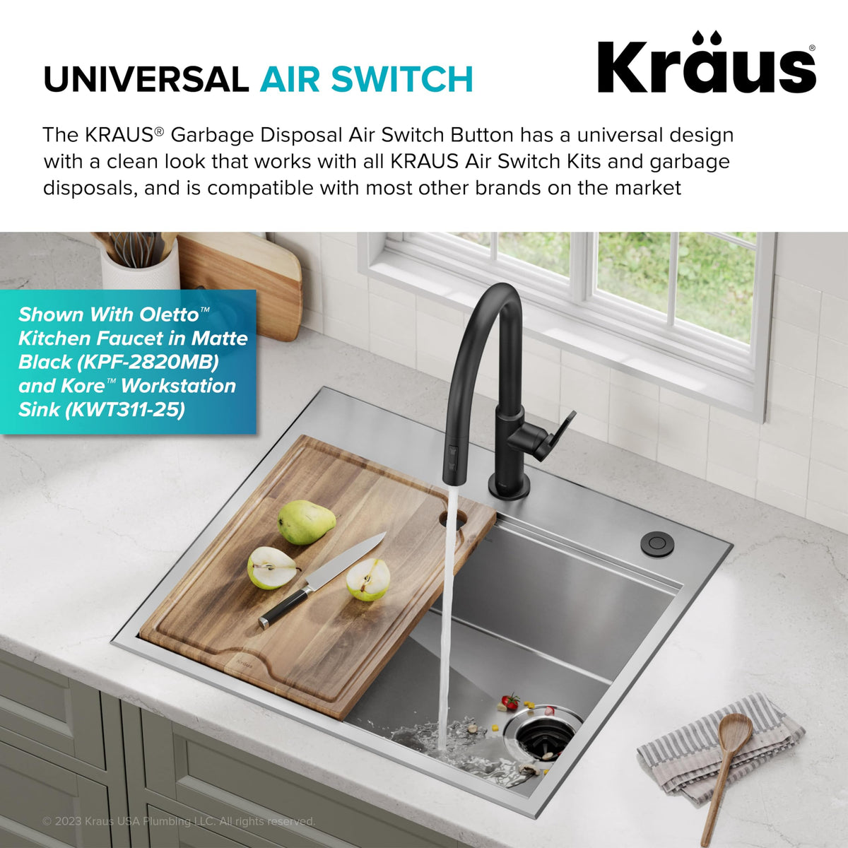 KRAUS universal design air switch button compatible with most disposals and kits.
