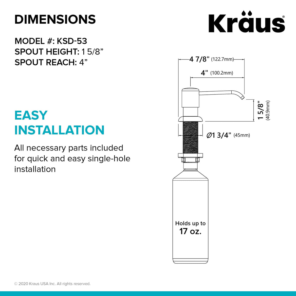 KRAUS Boden durable brass pump for long-lasting performance