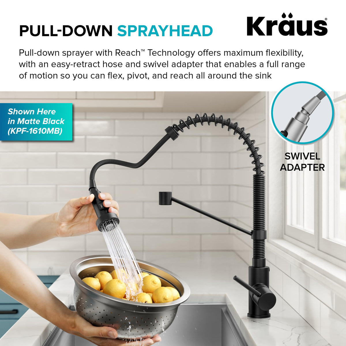 Kraus Bolden 180-degree swivel for versatile sink configurations
