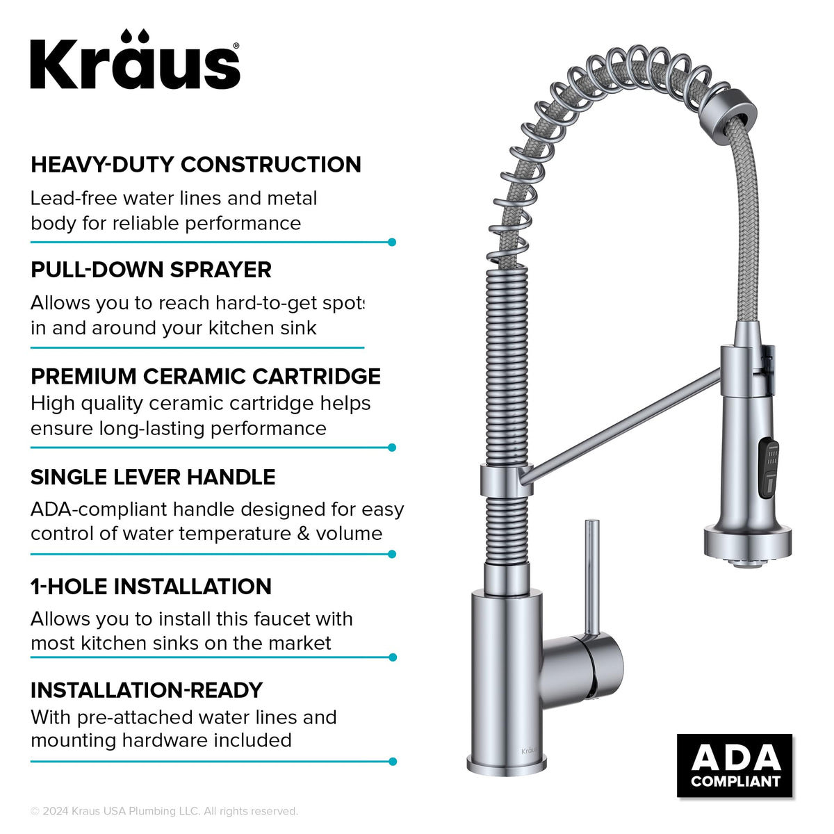 Kraus Bolden ADA-forward handle for easy use in tight spaces