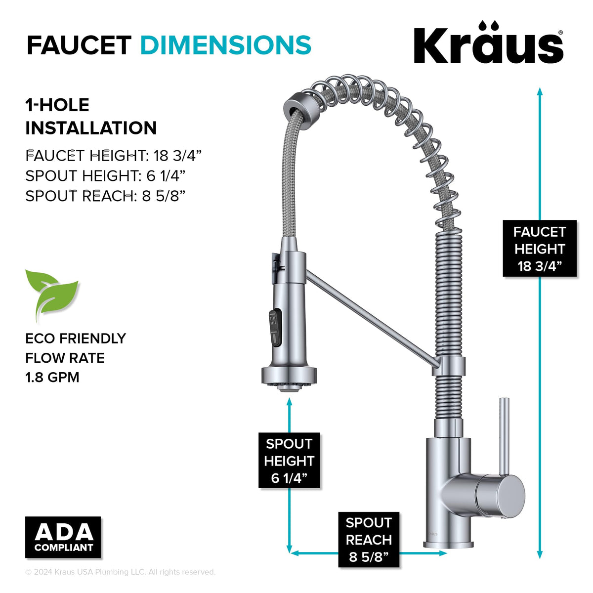Kraus Bolden ceramic cartridge ensures smooth operation and durability