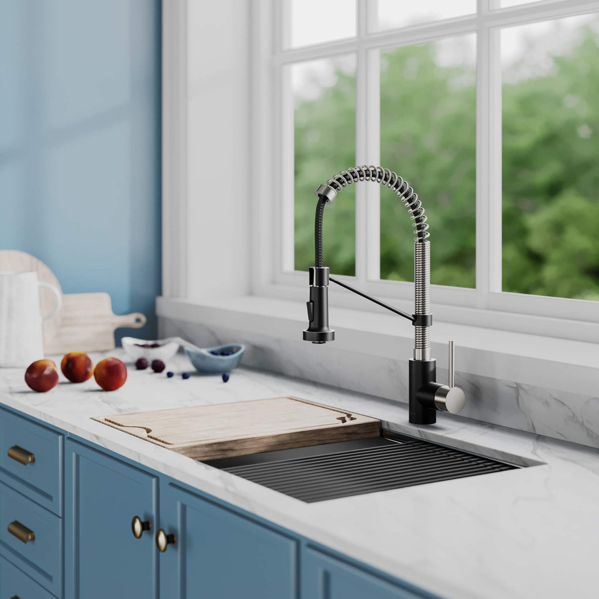 Kraus Bolden matte black finish adds modern contrast.