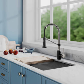 Kraus Bolden matte black finish adds modern contrast.