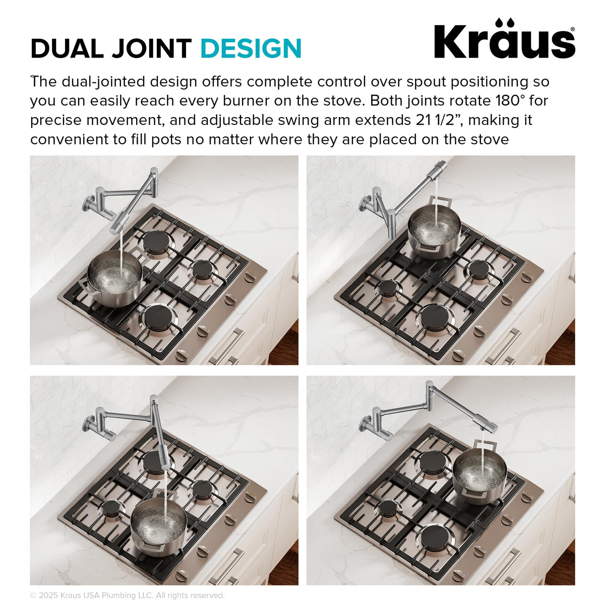 Kraus Bolden ceramic cartridge ensures smooth operation.