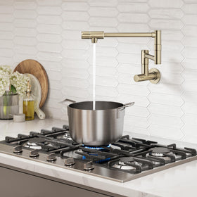 Kraus Bolden pot filler wall mount over the counter.
