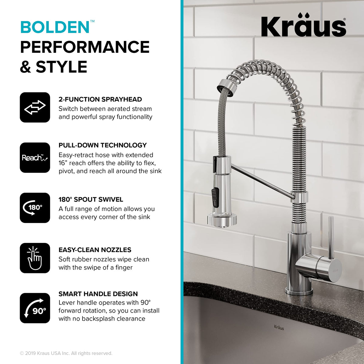 Kraus Bolden pre-attached water lines simplify DIY installation