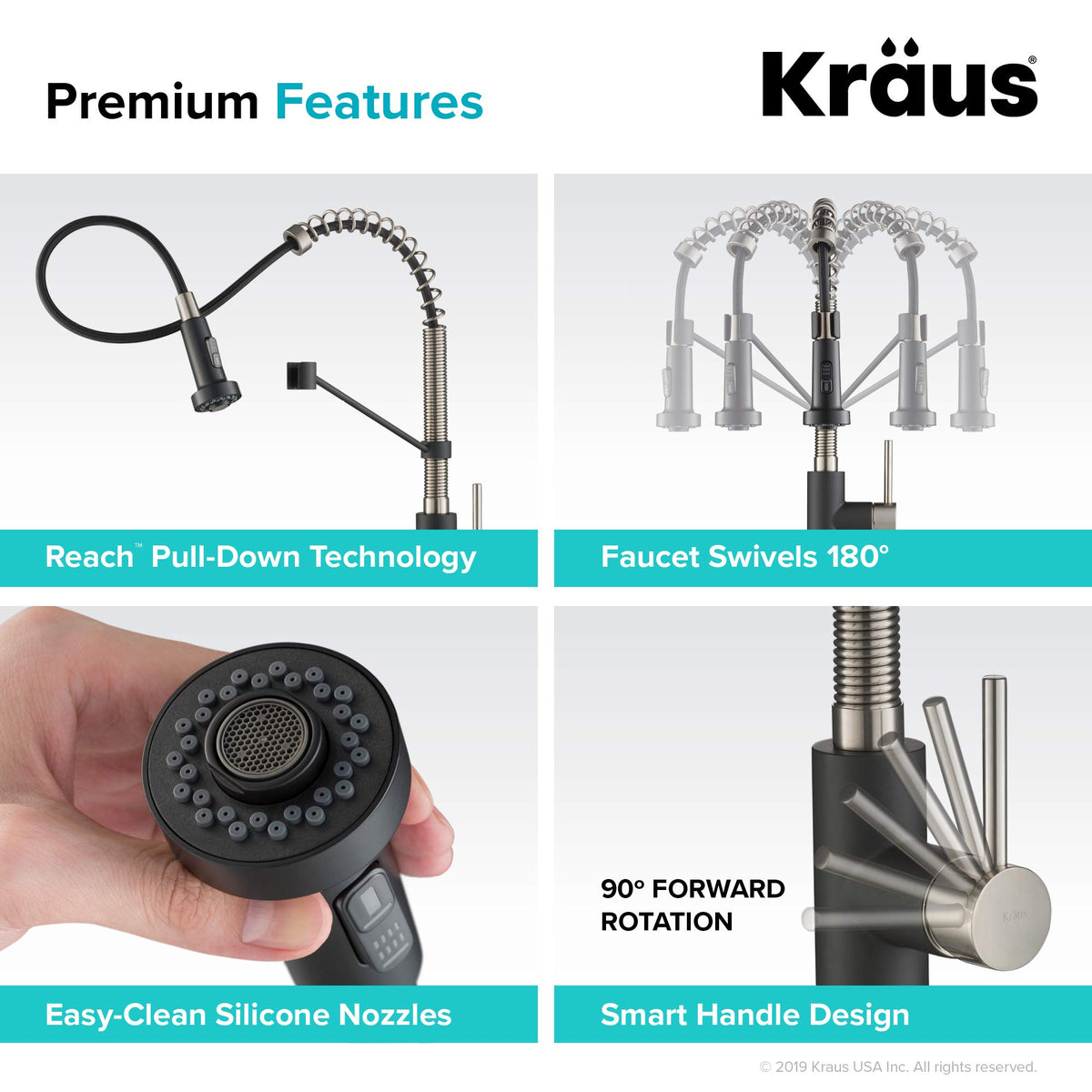 Kraus Bolden pre-attached water lines simplify installation.