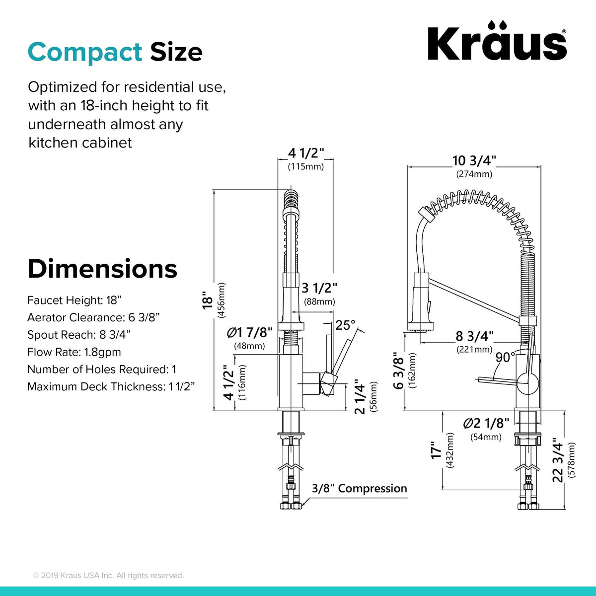 Kraus Bolden spray head detail with soft rubber nozzles resists mineral buildup