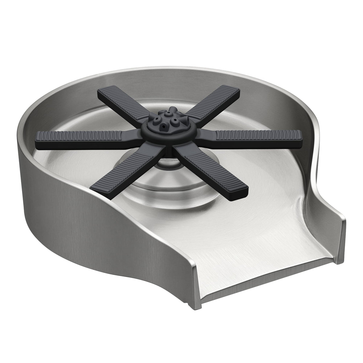Kraus CleanMate glass rinser with 9 jets for quick, thorough sink-side cleaning.