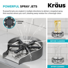 Kraus CleanMate glass rinser quick-connect water line for fast setup.